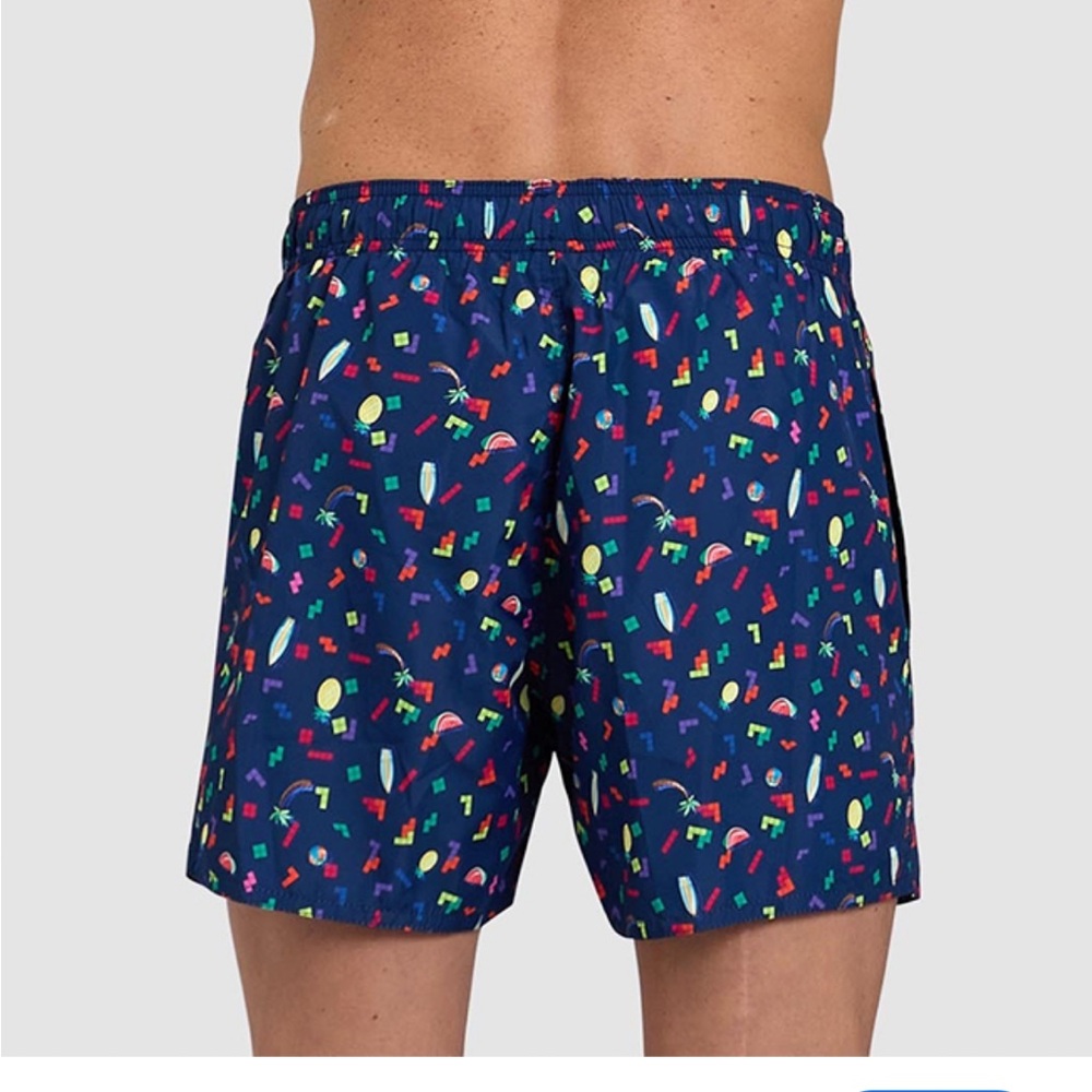 “Mayo cinco” print Colorful Patterned Swim Shorts by Beach Bros. Vintage large?